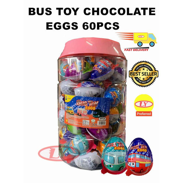 BUS TOY CHOCOLATE EGGS 60PCS