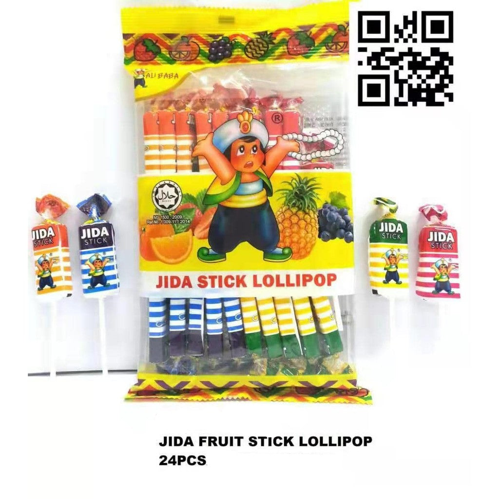 JIDA FRUIT STICK LOLLIPOP LEMON FLAVOUR 24PCS