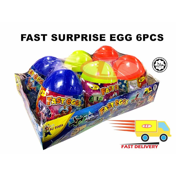 FAST / ERASER EGGS 6PCS SURPRISE TOYS OR CANDY INSIDE EGG