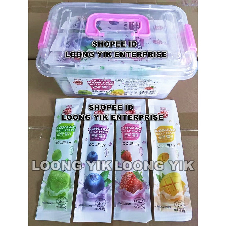 MIX FRUITS KONJAC JELLY PLATE CINDY 40PCS X 35G (FREE STORAGE BOX)