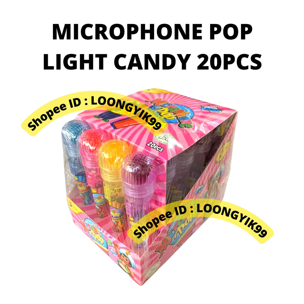 MICROPHONE POP FRUIT FLAVOR LIGHT CANDY 20PCS HALAL