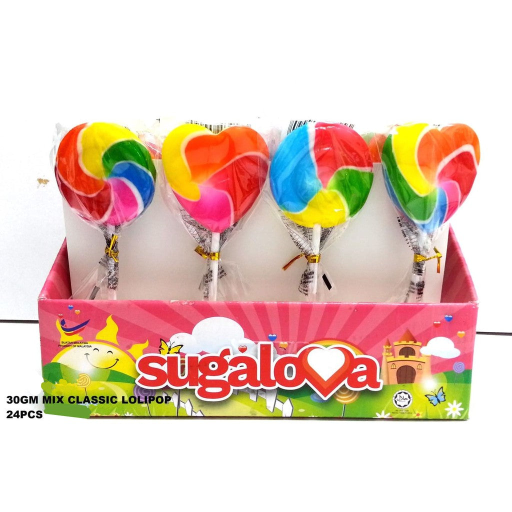 SUGALOVA CLASSIC RAINBOW SUPER BIG LOLLIPOP 24PCS