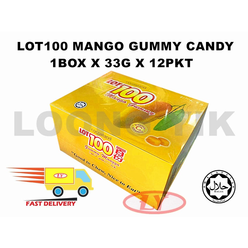 LOT100 BLACKCURRANT / MANGO GUMMY CANDY 1KOTAK X 33G X 12PKT