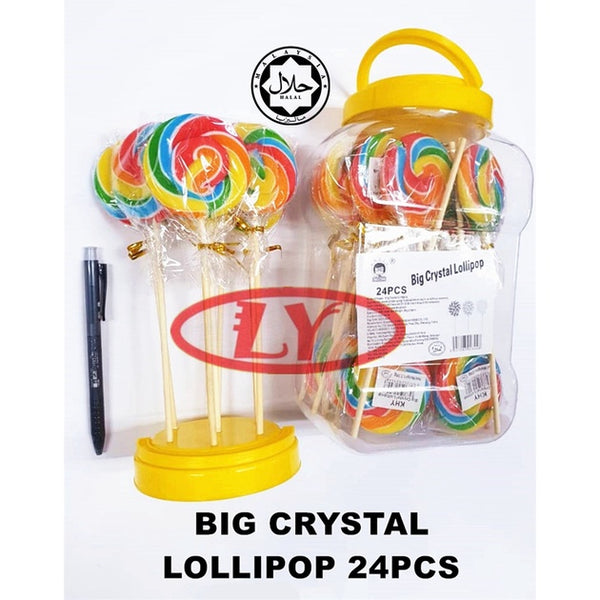 BIG CRYSTAL / WIND WHEEL LOLLIPOP 24PCS