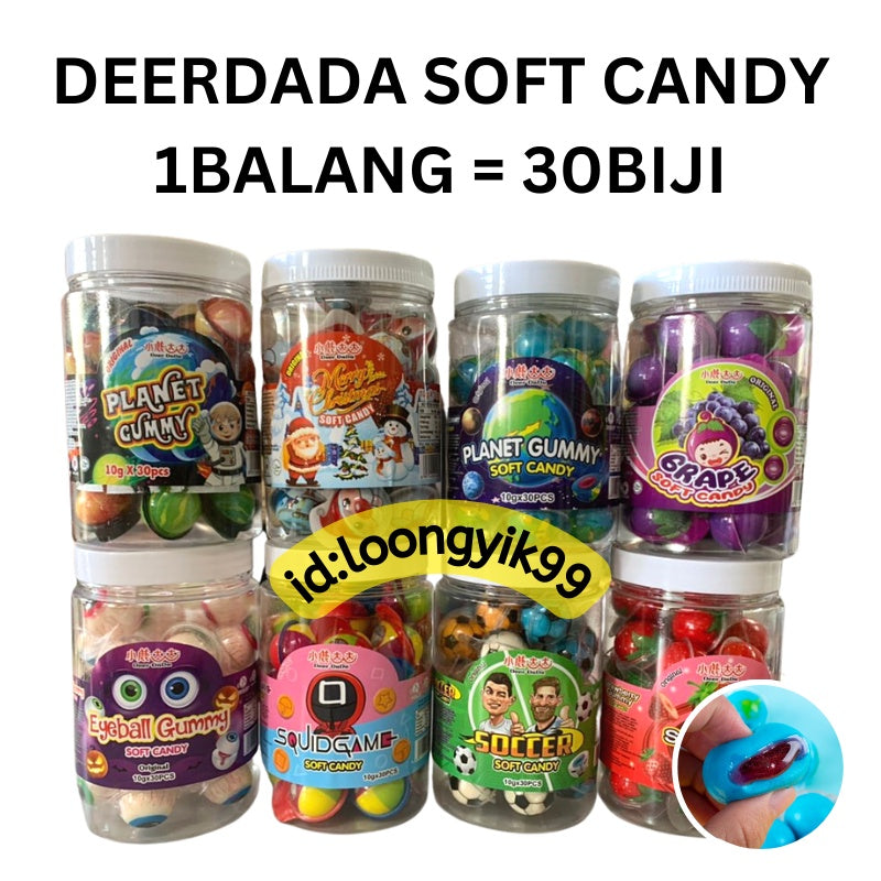 1BALANG LY / DEER DADA / SANWA 30PCS SOFT CANDY  (HARGA BORONG) FILLED JAM HALAL