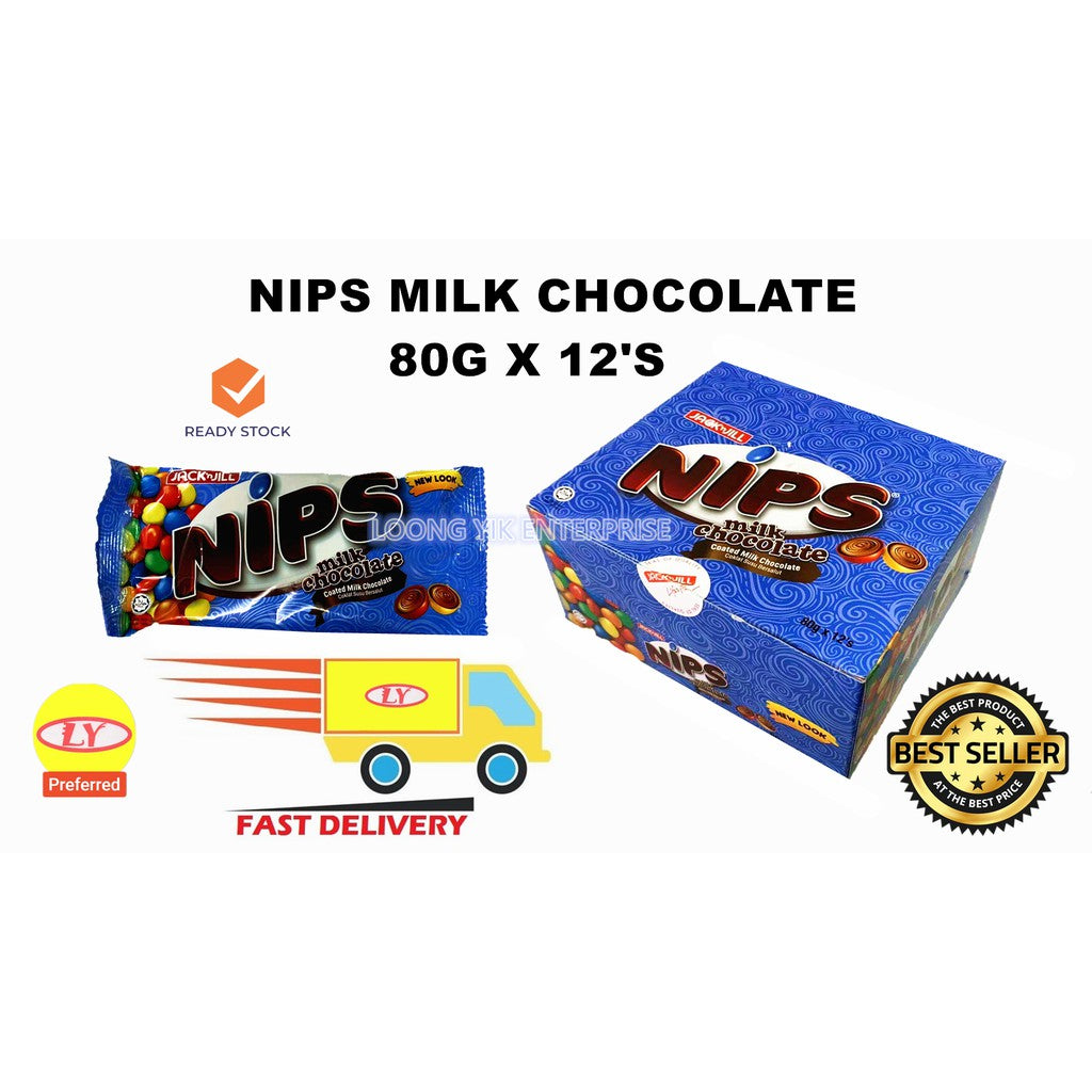 NIPS COATED MILK CHOCOLATE 70G X 12PACKS