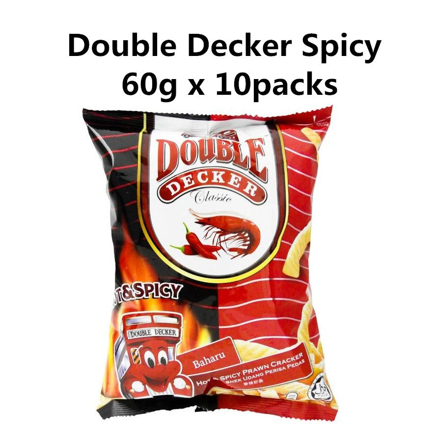 Double Decker Snack Keropok 60g x 10packs Prawn Chicken Cheese Spicy