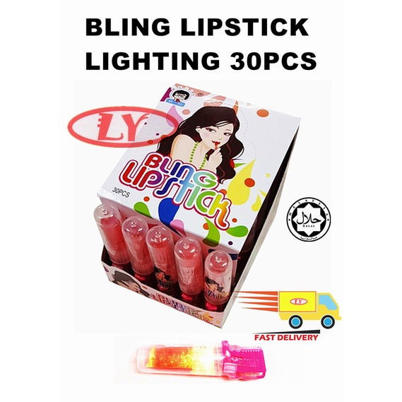 BLING LIPSTICK CANDY 30PCS HALAL FRUITY PINK LIPSTICK