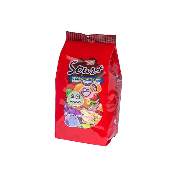 LOT100 SOUR+ ASSORTED FLAVOURED GUMMY 600G