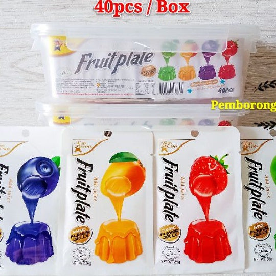 FRUIT PLATE KONJAC JELLY 40PCS (APPLE+STRAWBERRY / LYCHEE+GRAPE) 35-40PCS HALAL (FREE BOX) POS DALAM SATU HARI