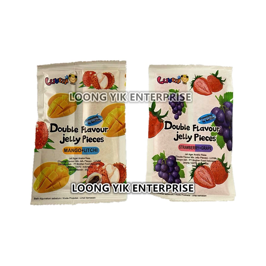 DOUBLE JELLY PIECES MANGO+LITCHI / STRAWBERRY+GRAPE 30PACK X 2PCS = 60PCS