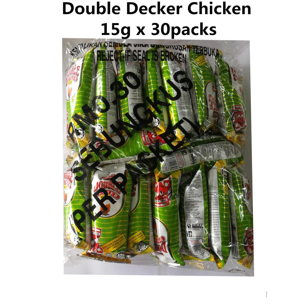 Double Decker Snack Keropok 15g x 30packs Prawn Chicken Cheese