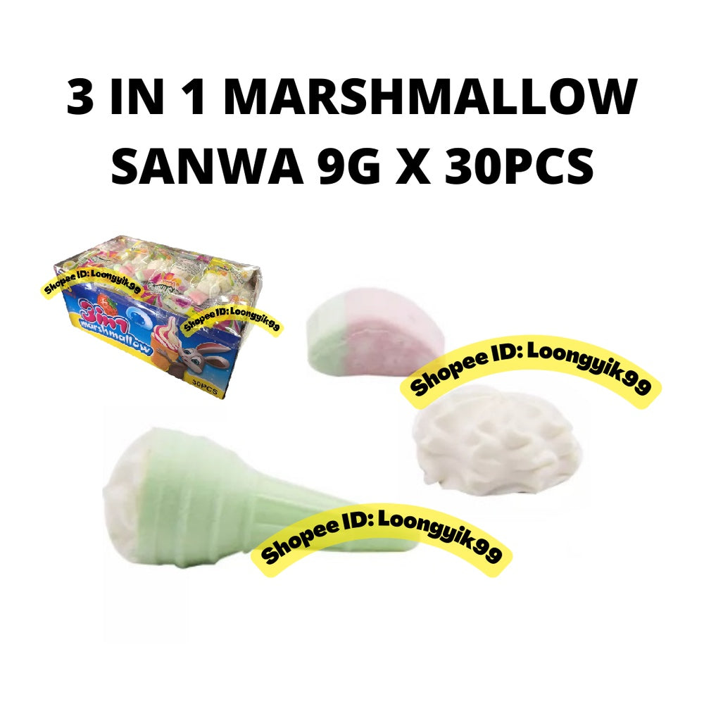 3IN1 MARSHMALLOW SANWA 9G X 30PCS HALAL