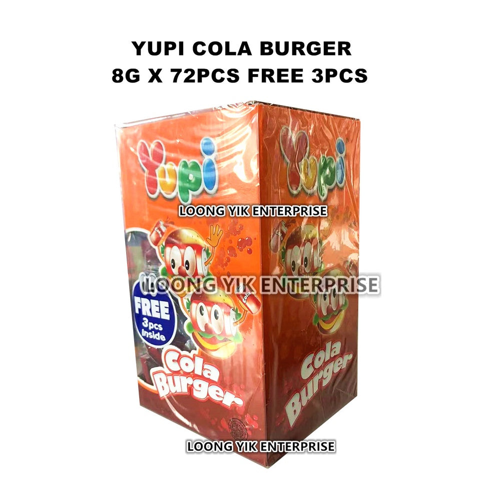 YUPI NEW COLA / SOUR BURGER 8G X 72PCS FREE 3PCS CANDY HALAL