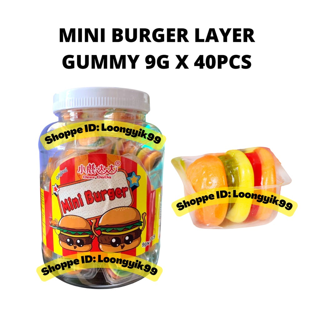 MINI BURGER LAYER GUMMY CANDY 9G X 40PCS HALAL