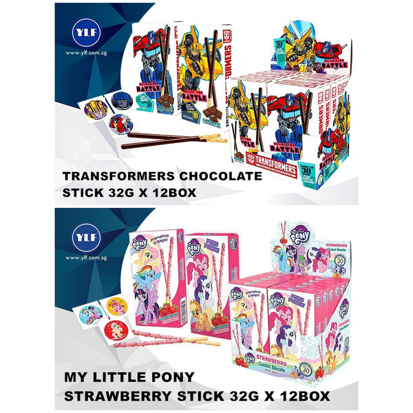 TRANSFOMERS CHOCOLATE STICK / MY LITTLE PONY STAWBERRY STICK 1 = 12SMALL BOX