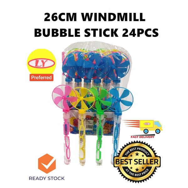 26CM WINDMILL BUBBLE STICK 24PCS READY STOCK