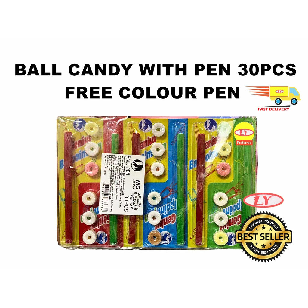 BALL CANDY WITH PEN 30PCS