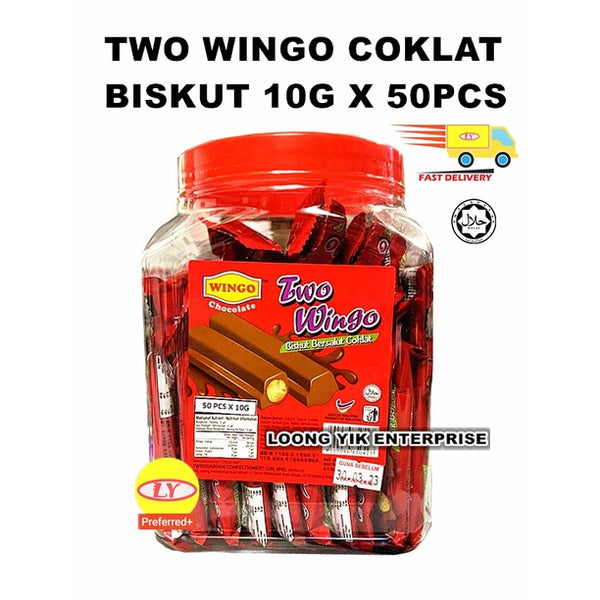 TWO WINGO COKLAT BISKUT 10G X 50PCS