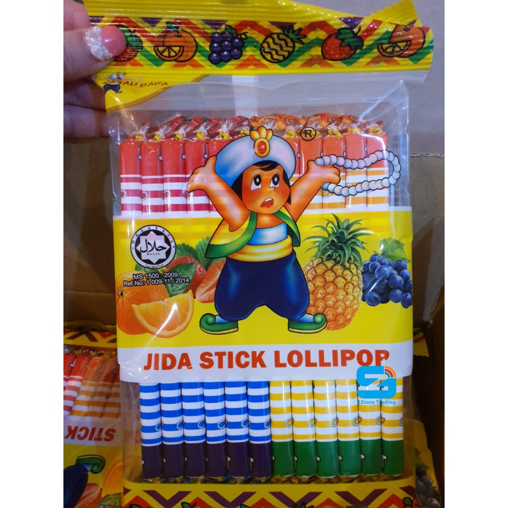 JIDA FRUIT STICK LOLLIPOP LEMON FLAVOUR 24PCS