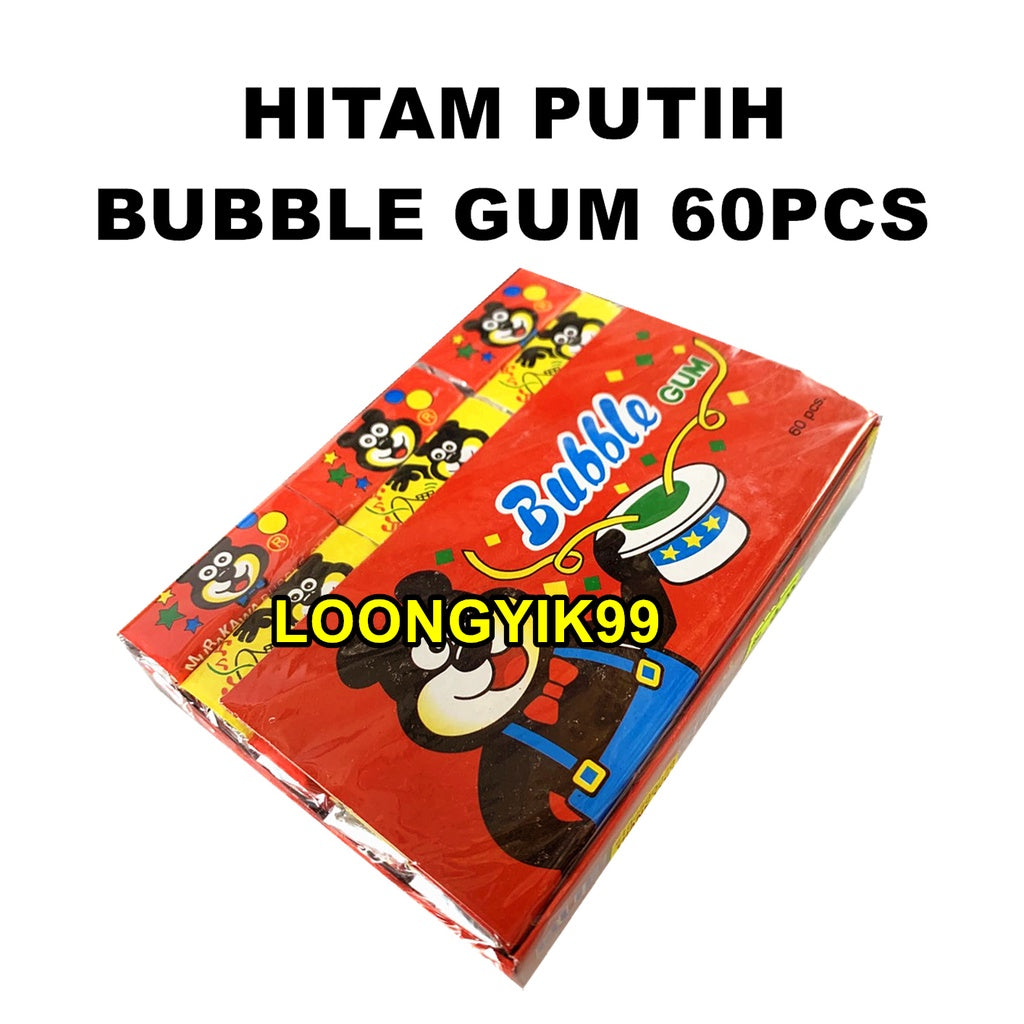 HITAM PUTIH BUBBLE GUM 5G X 60PCS HALAL