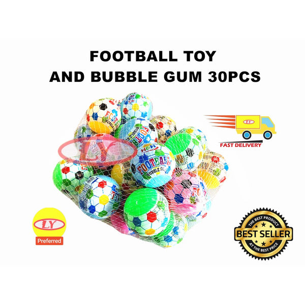 FOOTBALL TOY AND BUBBLE GUM 30PCS