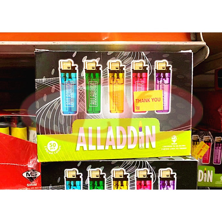 ALLADDIN DISPOSABLE GAS LIGHTERS 1BOX = 50PCS