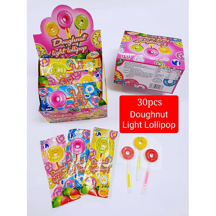 DOUGHNUT LIGHT LOLLIPOP CANDY 30PCS