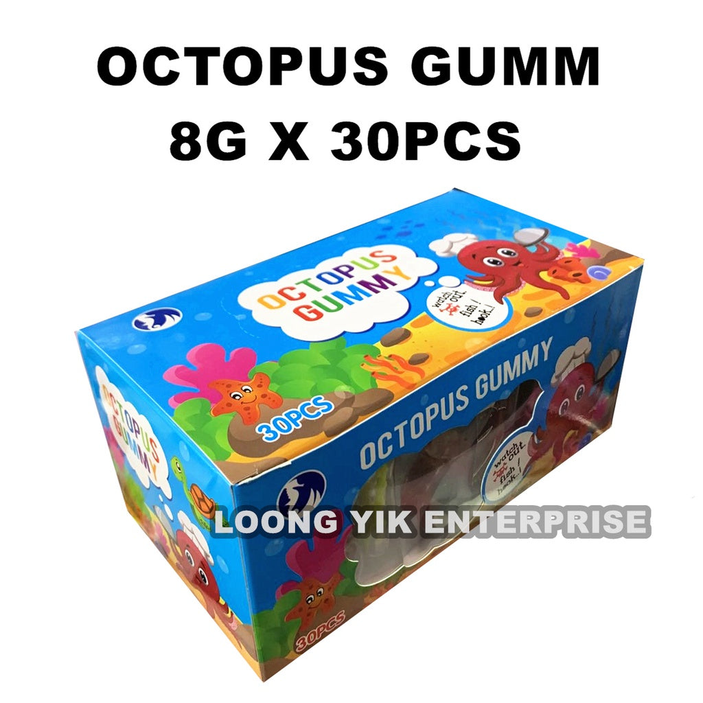 OCTOPUS GUMMY FRUIT CANDY 8G X 30PCS