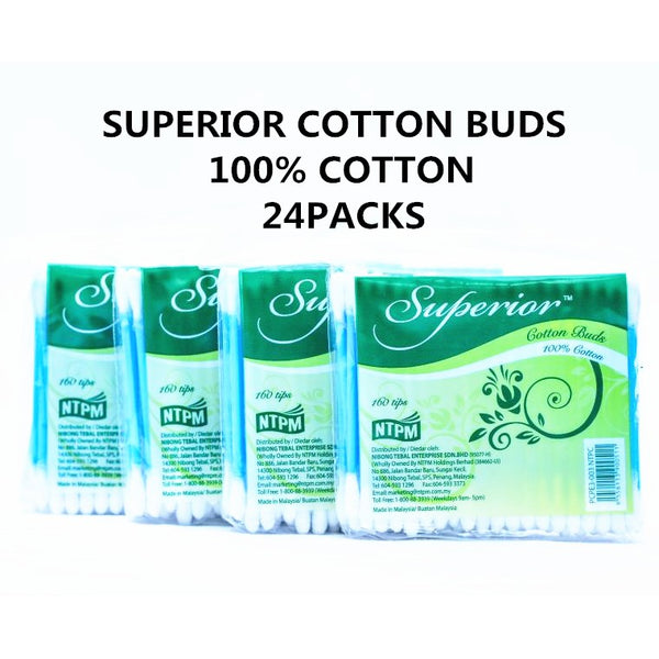 SUPERIOR COTTON BUDS 100% COTTON 24PACKS GOOD QUALITY