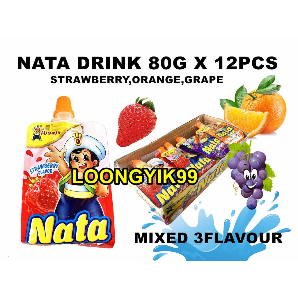 NATA JELLY DRINK 80G X 12PCS (STRAWBERRY/GRAPE/ORANGE) HALAL