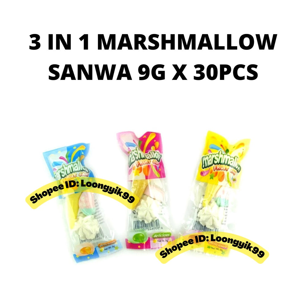 3IN1 MARSHMALLOW SANWA 9G X 30PCS HALAL