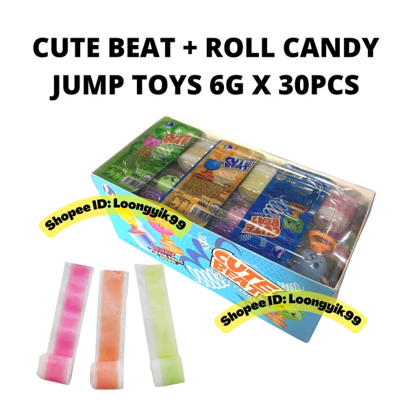 CUTE BEAT + ROLL CANDY JUMP TOYS 6G X 30PCS