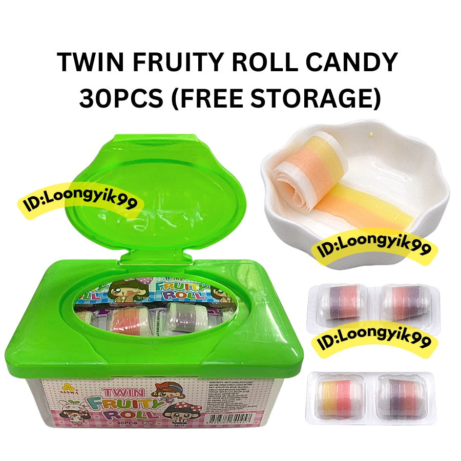 TWIN FRUITY ROLL CANDY 30PCS FREE STORAGE