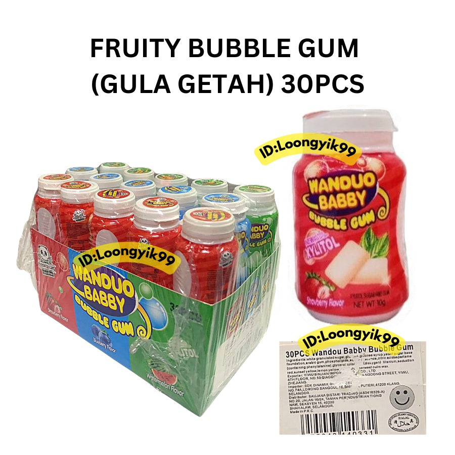 FRUITY BUBBLE GUM (GULA GETAH) 30PCS