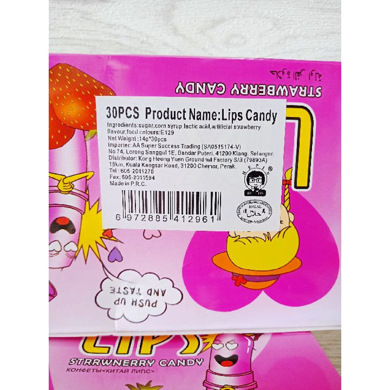 LIPS STICK CANDY STRAWBERRY 30PCS halal