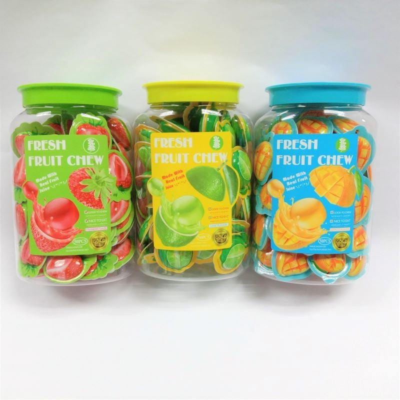 *Ready Stock* 50pcs Candy Fresh Fruit Chew Flavour Mango / Strawberry /Lime (±8g x 50Pcs)