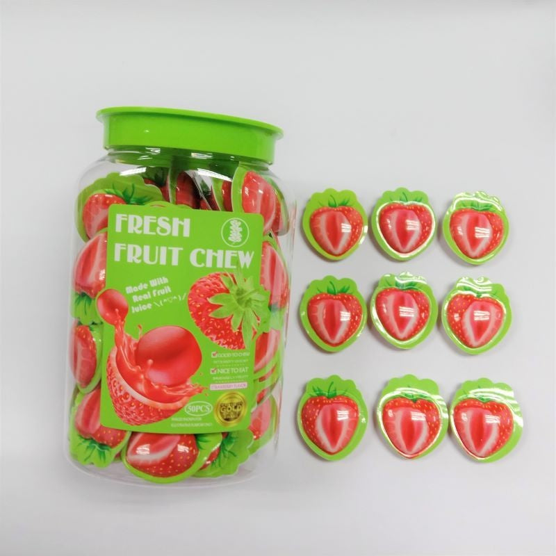 *Ready Stock* 50pcs Candy Fresh Fruit Chew Flavour Mango / Strawberry /Lime (±8g x 50Pcs)