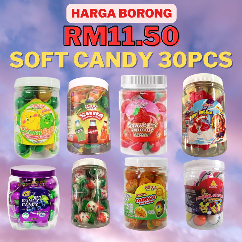 1BALANG LY / DEER DADA / SANWA 30PCS SOFT CANDY  (HARGA BORONG) FILLED JAM HALAL