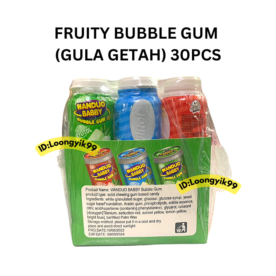 FRUITY BUBBLE GUM (GULA GETAH) 30PCS