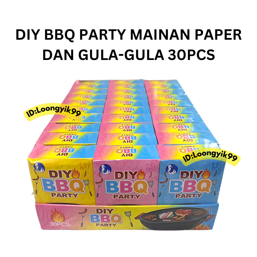 DIY BBQ PARTY MAINAN PAPER DAN GULA-GULA 30PCS