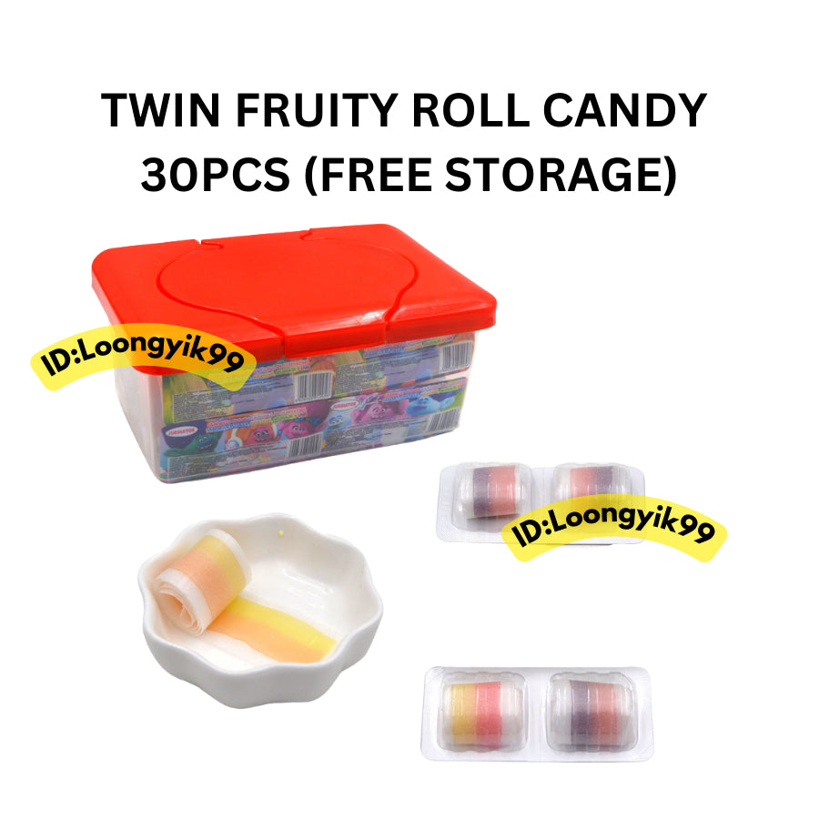 TWIN FRUITY ROLL CANDY 30PCS FREE STORAGE