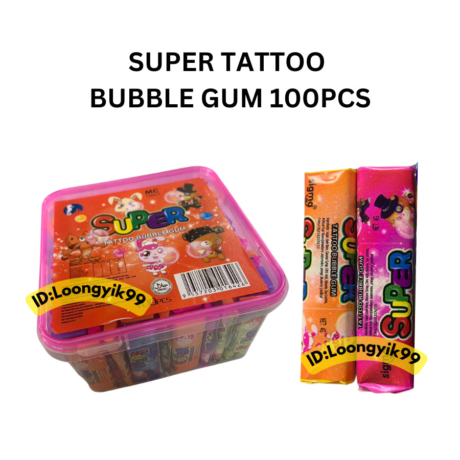 SUPER TATTOO BUBBLE GUM 100PCS