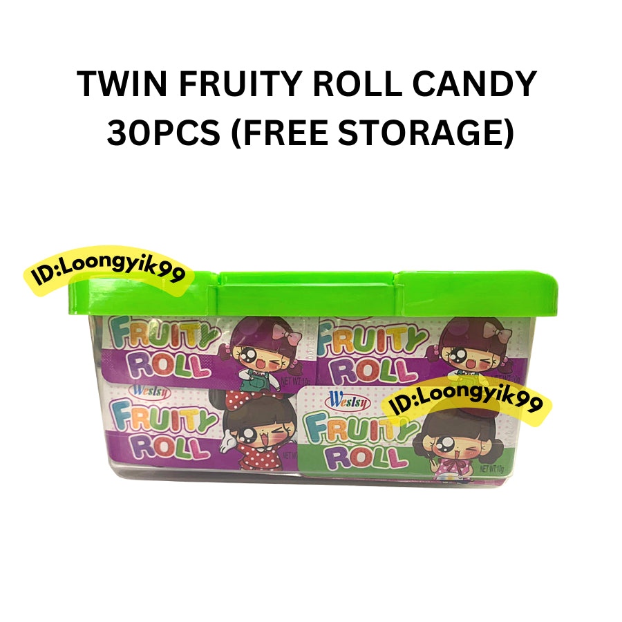 TWIN FRUITY ROLL CANDY 30PCS FREE STORAGE