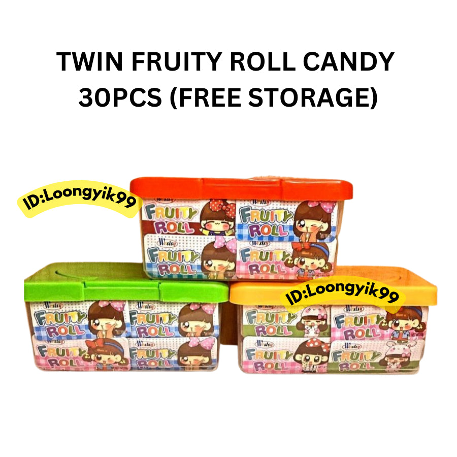 TWIN FRUITY ROLL CANDY 30PCS FREE STORAGE