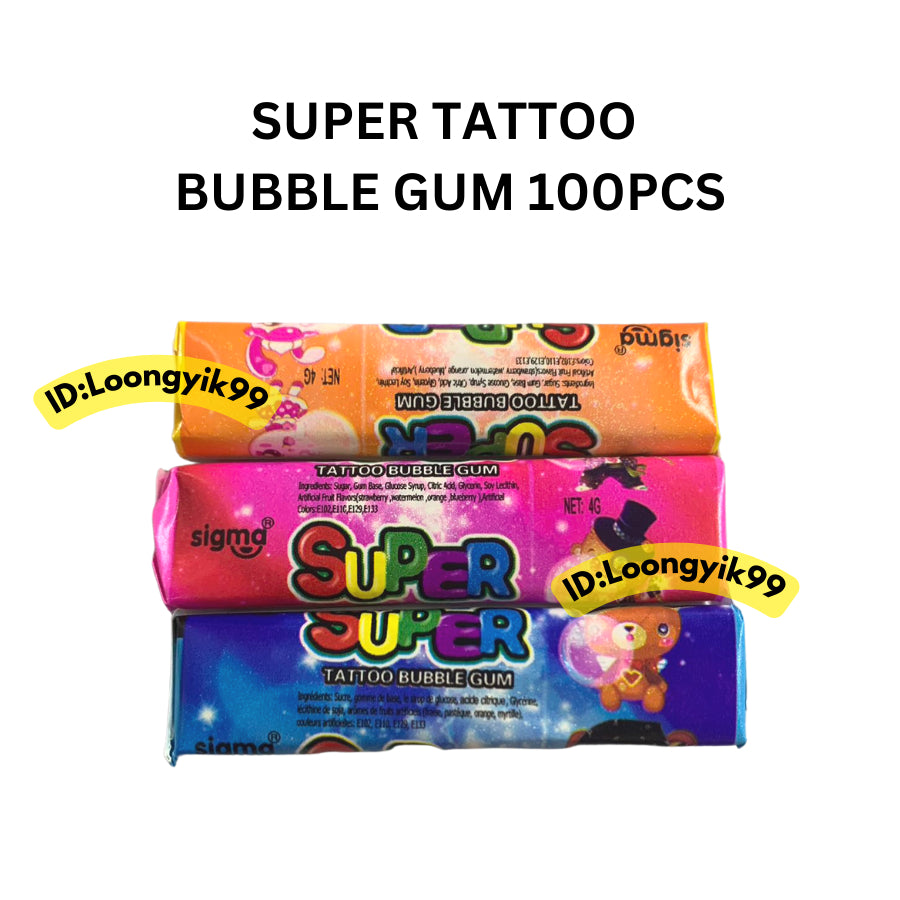 SUPER TATTOO BUBBLE GUM 100PCS