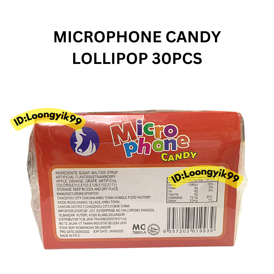 MICROPHONE CANDY LOLLIPOP 30PCS