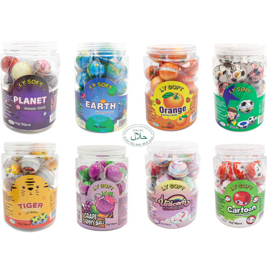 LY Soft  *Halal* 1Jar Gummy Candy Planet Unicorn Tiger Harimau (10g x 30pcs) Halal Gula lembut FIlled Jam LY loongyik99