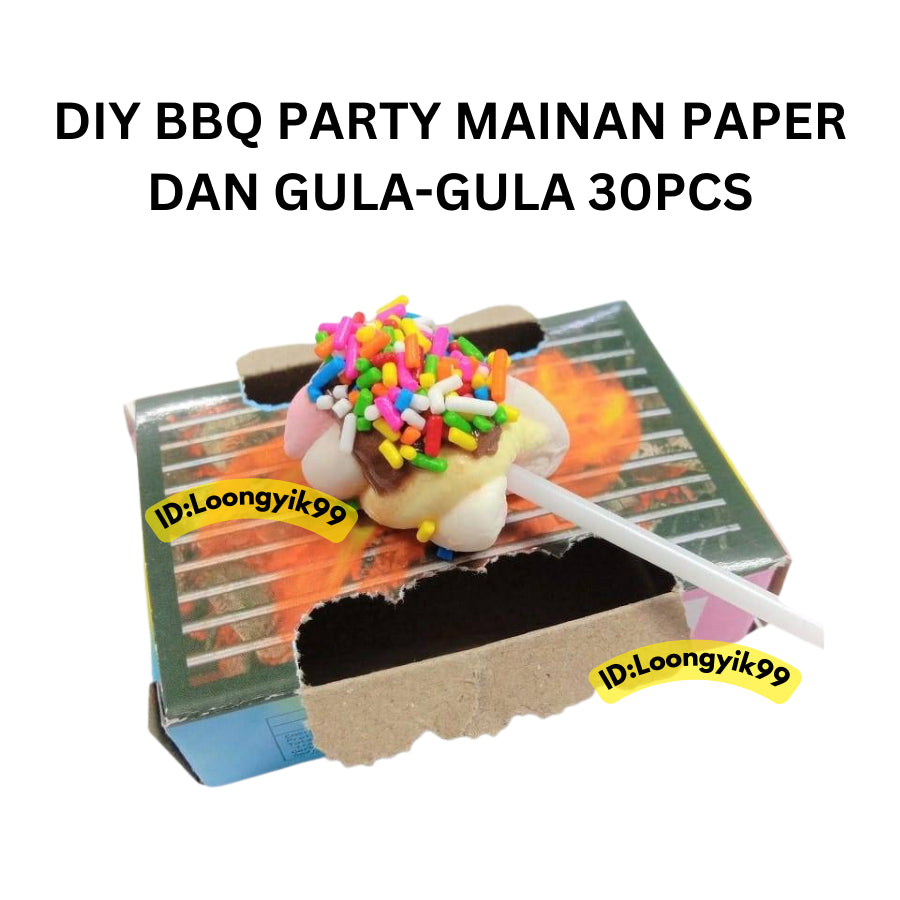 DIY BBQ PARTY MAINAN PAPER DAN GULA-GULA 30PCS