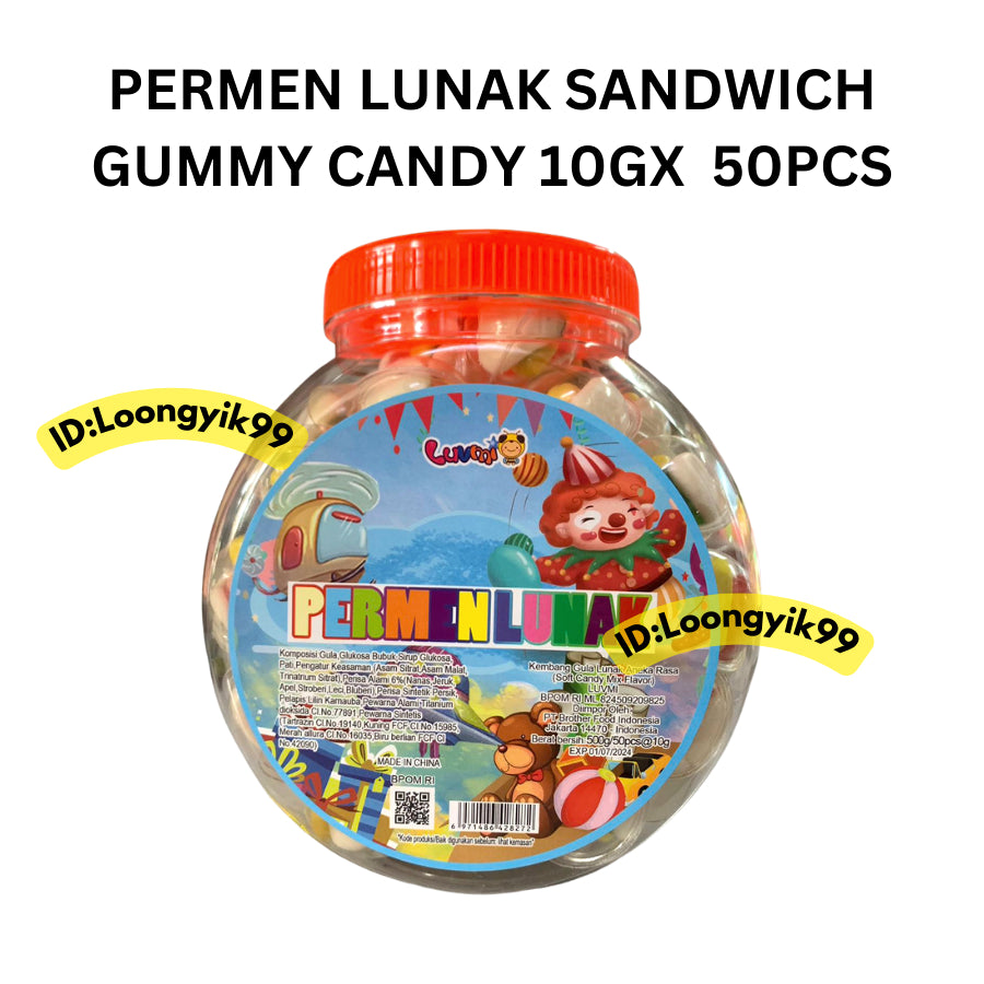 PERMEN LUNAK SANDWICH GUMMY CANDY 10GX50PCS